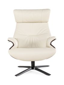Relaxfauteuil AFTERWORK 2 - Wit leder / Walnoot CFM-13-000006-30-FW