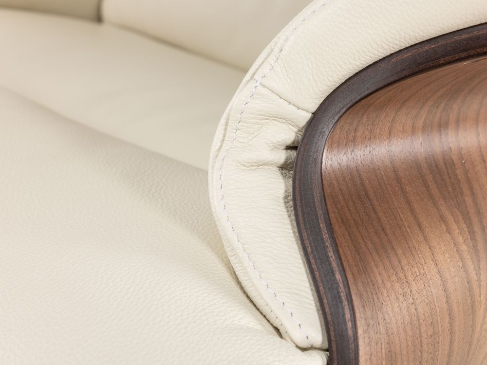 Relaxfauteuil AFTERWORK 2 - Wit leder / Walnoot CFM-13-000006-30-FW