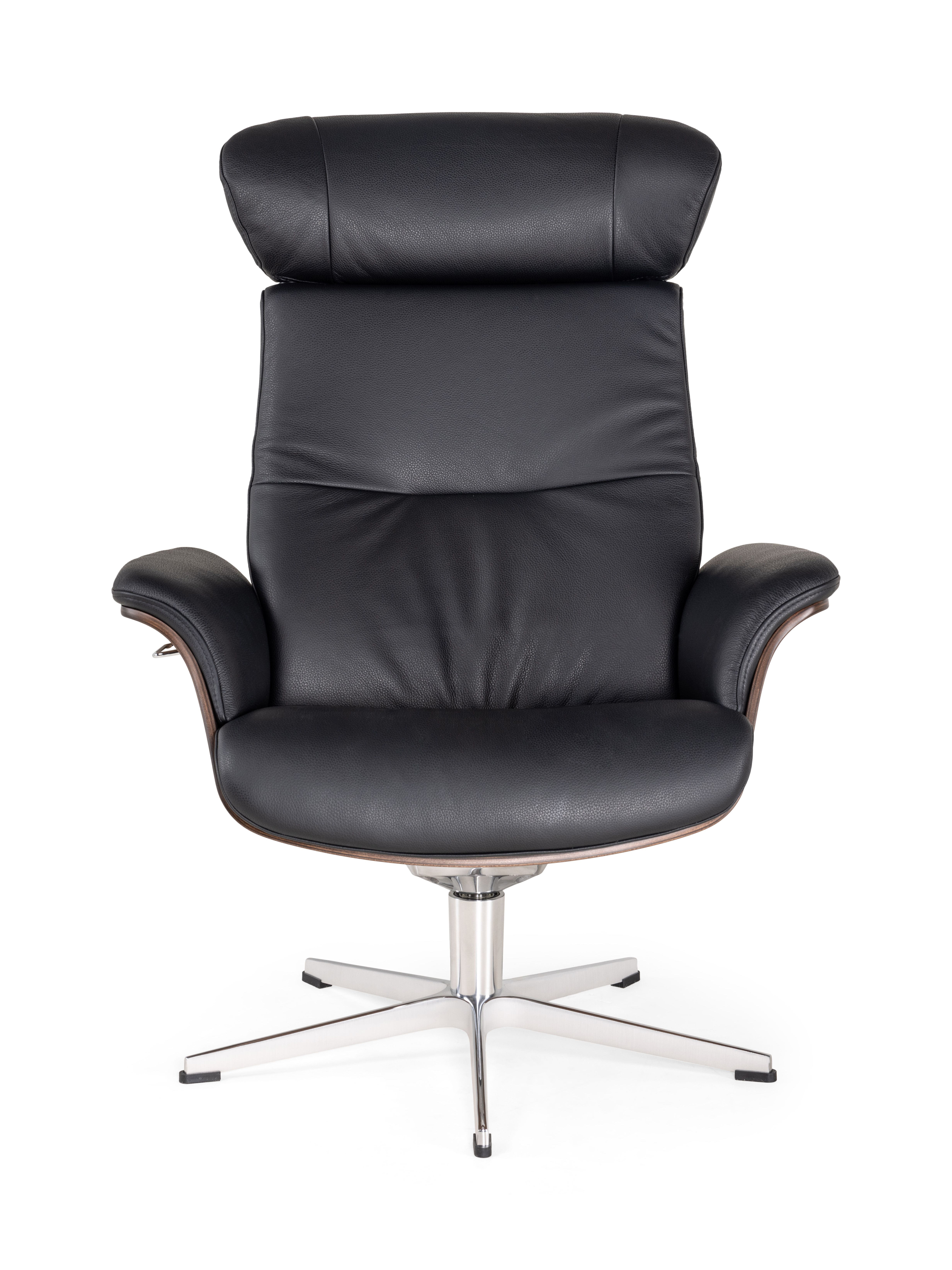 Relaxfauteuil met voetbank TIMEOUT - Walnoot/Zwart