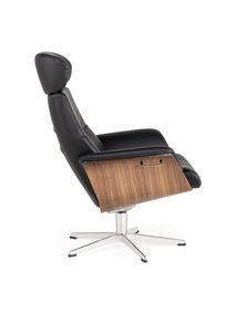 Relaxfauteuil met voetbank TIMEOUT - Walnoot/Zwart C-CFM-20-RLVBH-30-FBWA