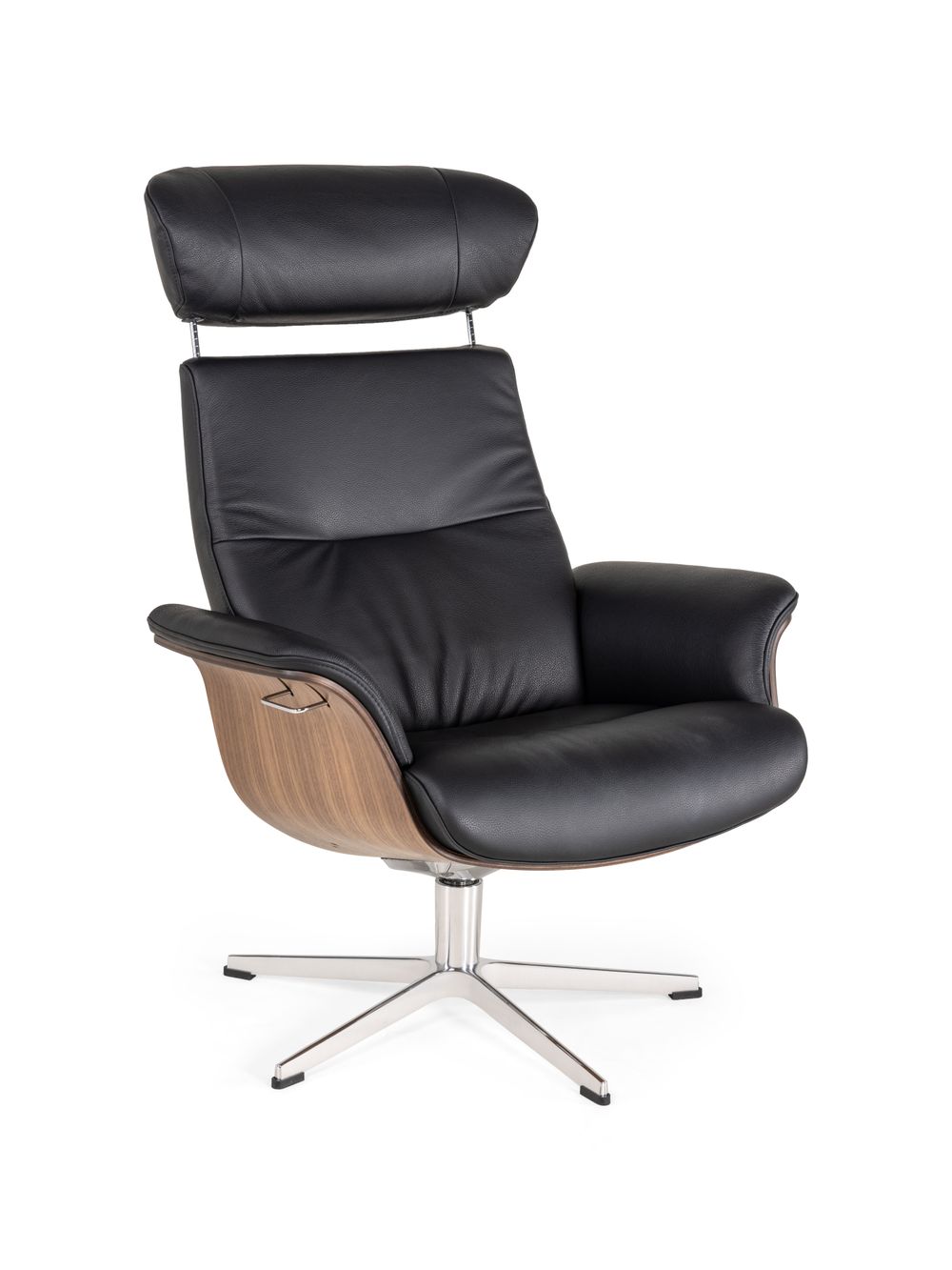 Relaxfauteuil met voetbank TIMEOUT - Walnoot/Zwart C-CFM-20-RLVBH-30-FBWA