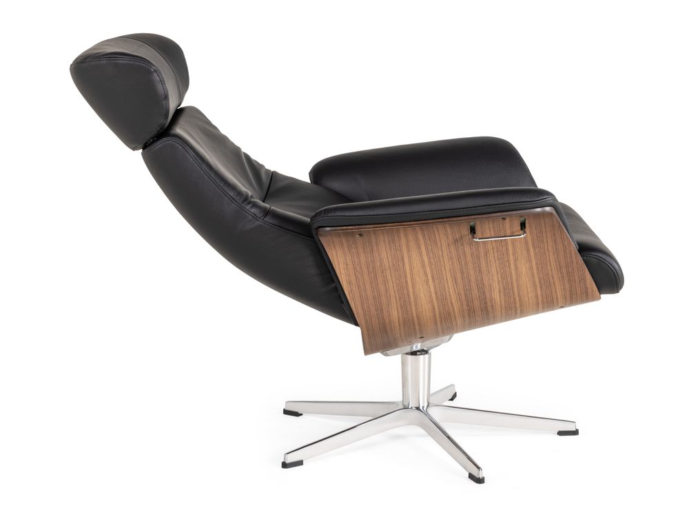 Relaxfauteuil met voetbank TIMEOUT - Walnoot/Zwart C-CFM-20-RLVBH-30-FBWA