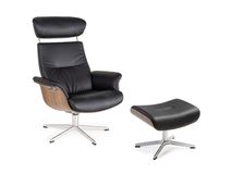 Relaxfauteuil met voetbank TIMEOUT - Walnoot/Zwart C-CFM-20-RLVBH-30-FBWA