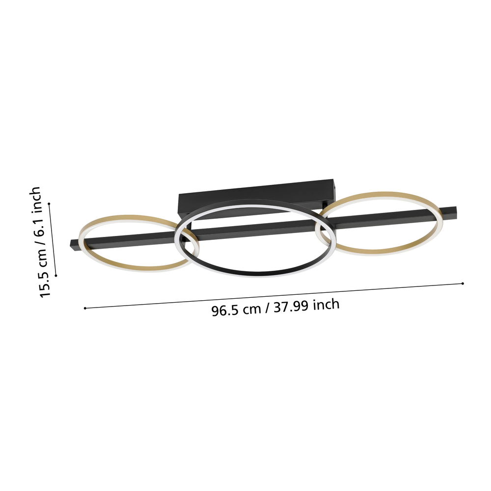 Plafondlamp LANACERA - Zwart/Goud EGL 390086