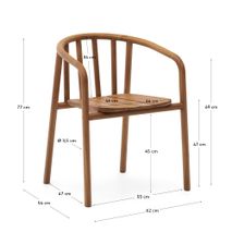 Teakkleurige tuinstoel Turqueta van massief teakhout met afmetingen.