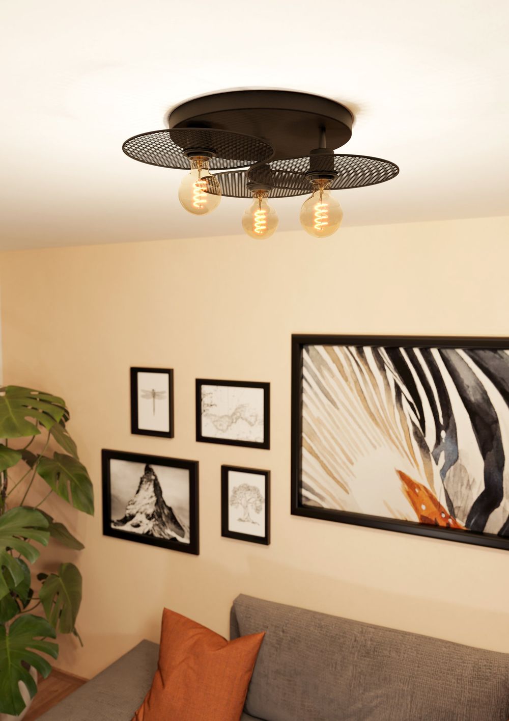 Plafondlamp IKESTON - Zwart EGL 43728