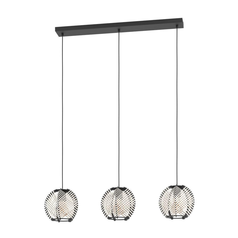 Hanglamp WAVERTON - Zwart / Hout EGL 44007