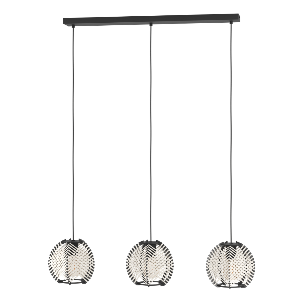 Hanglamp WAVERTON - Zwart / Hout EGL 44007
