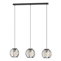 Hanglamp WAVERTON - Zwart / Hout EGL 44007
