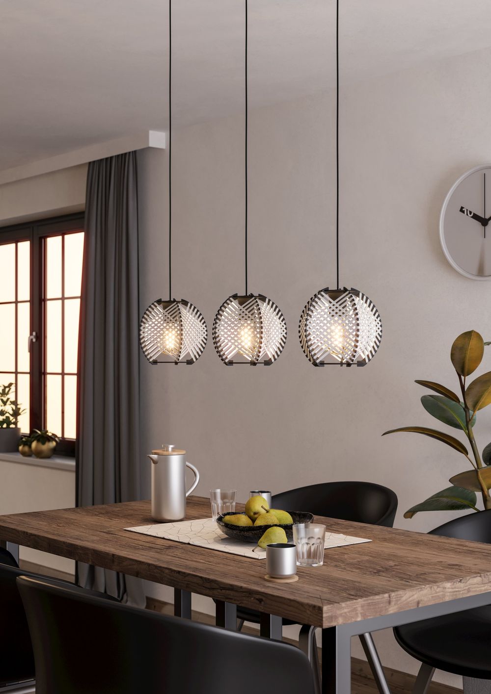 Hanglamp WAVERTON - Zwart / Hout EGL 44007
