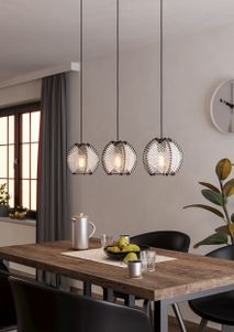 Hanglamp WAVERTON - Zwart / Hout EGL 44007