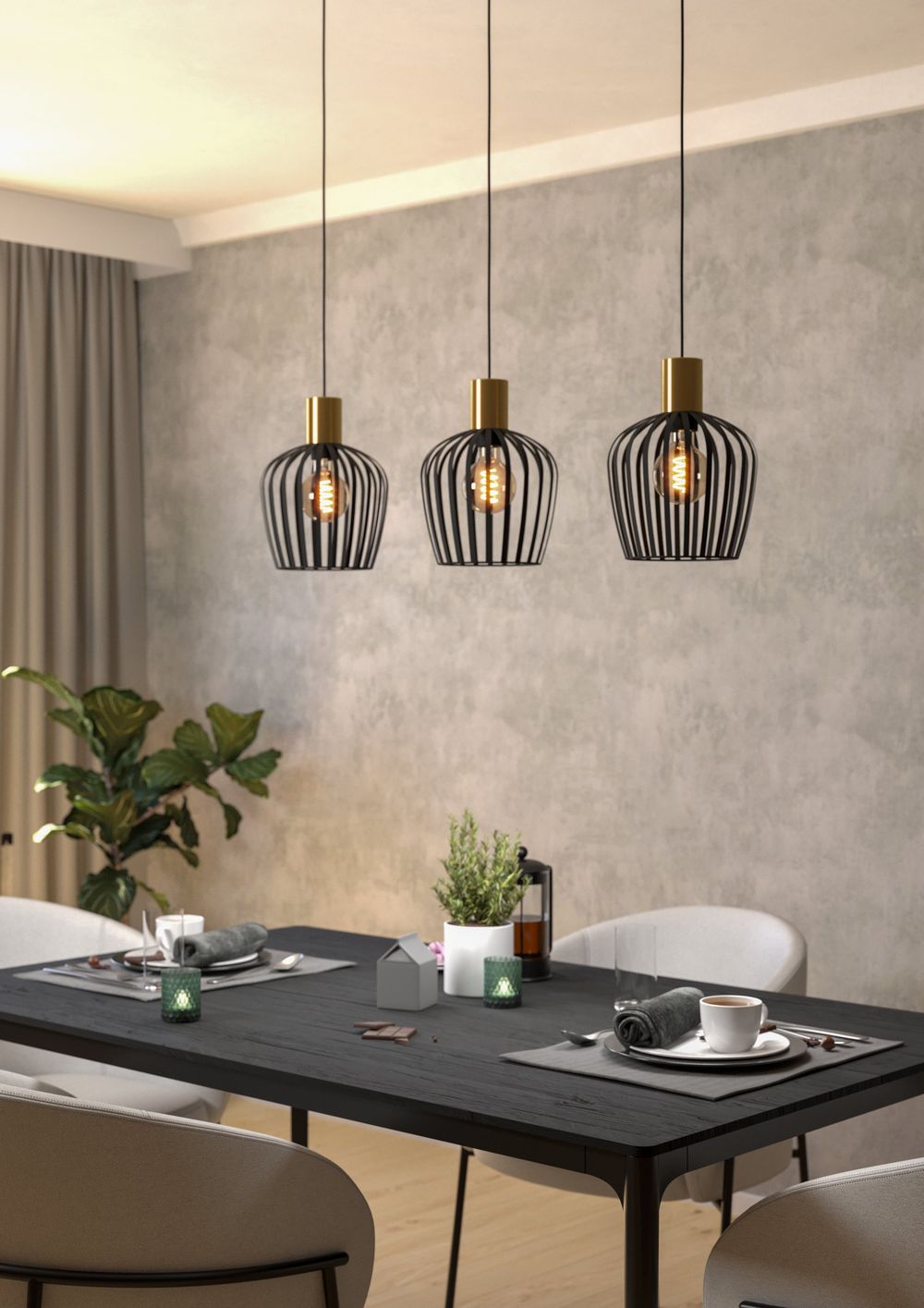 Hanglamp EMPOLI - Zwart / Goud EGL 901037