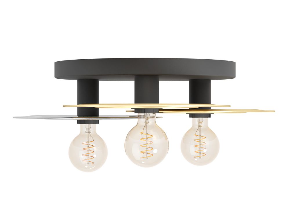 Plafondlamp LINTMILL - Zwart/Goud/Glas EGL 44027