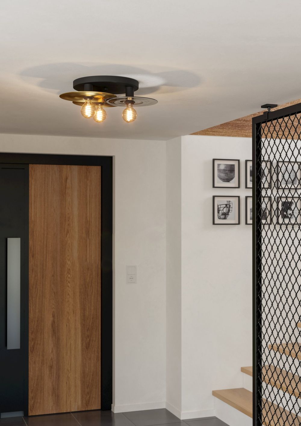 Plafondlamp LINTMILL - Zwart/Goud/Glas EGL 44027