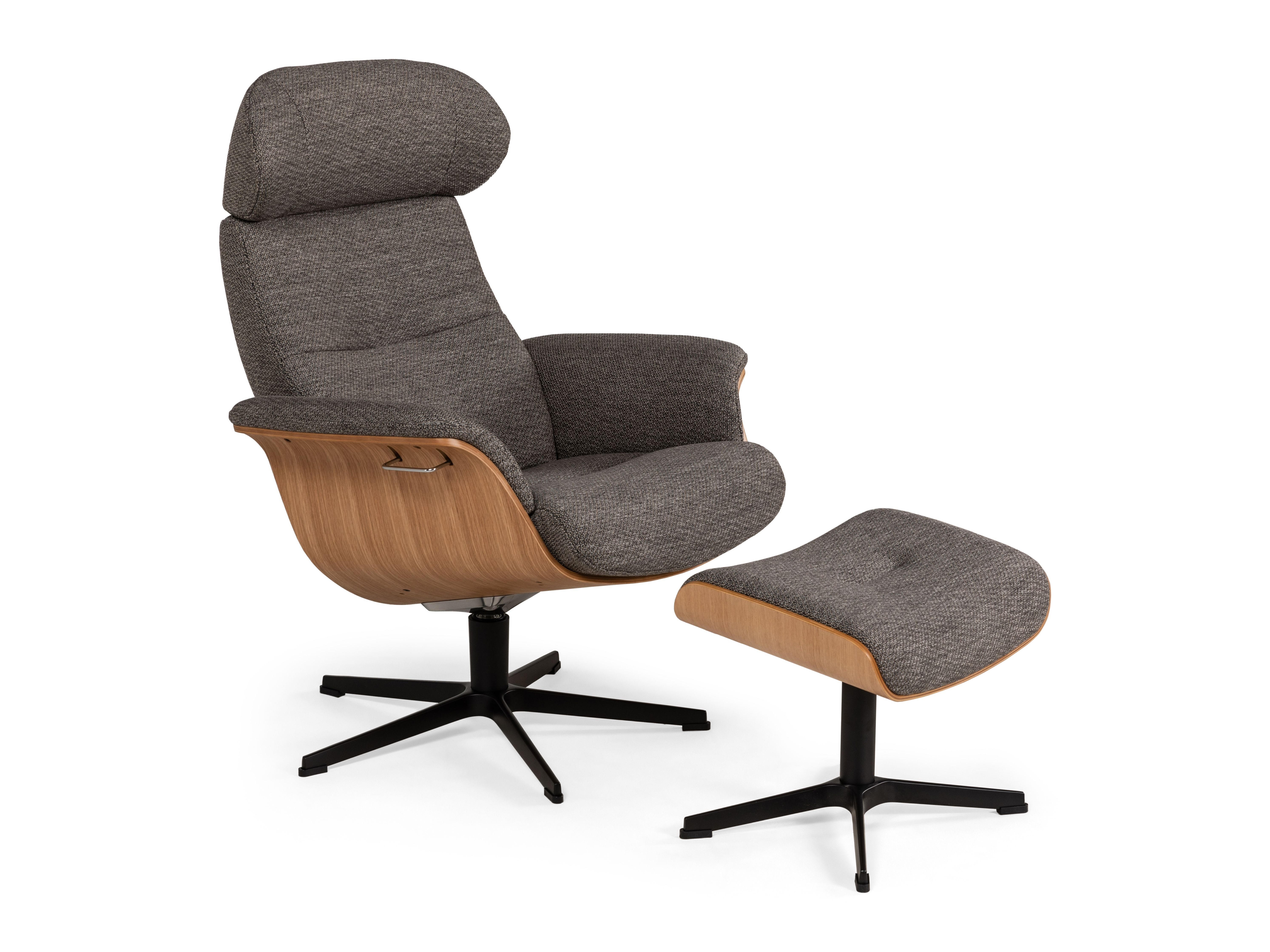 Relaxfauteuil en voetbank TIMEOUT - Grijs / Eik C-CFM-20-RLVBH-C-MA