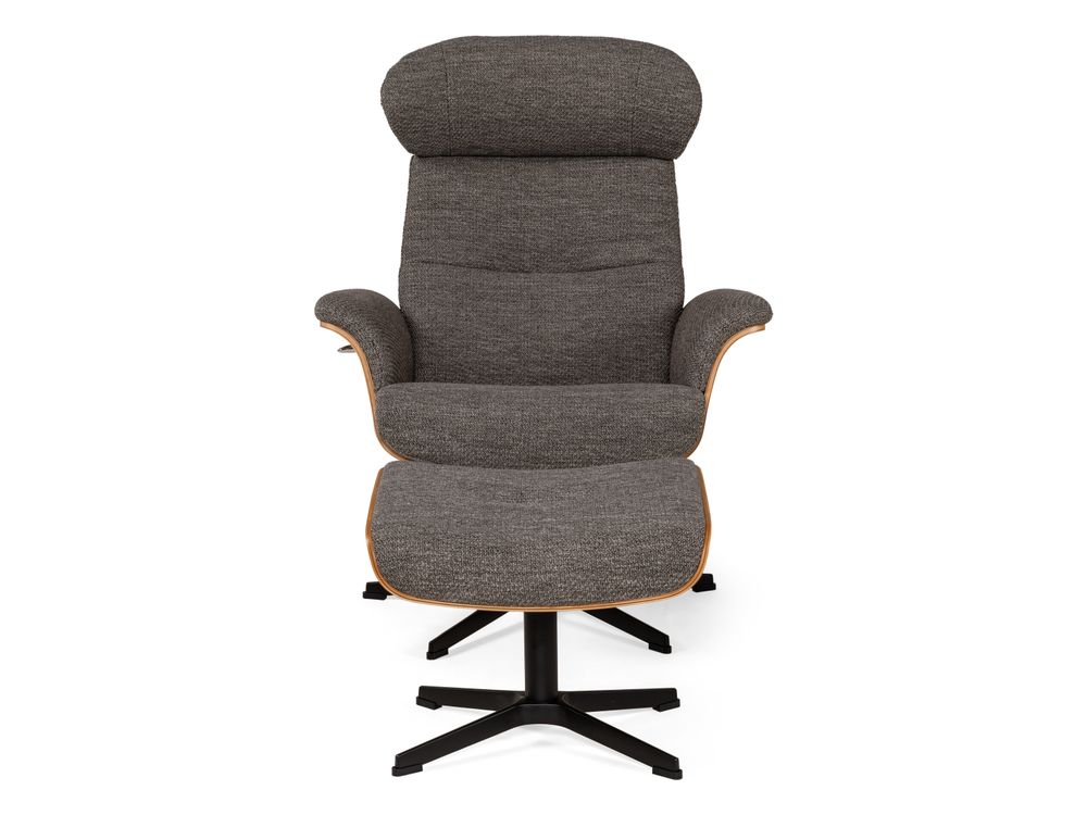 Relaxfauteuil en voetbank TIMEOUT - Grijs / Eik C-CFM-20-RLVBH-C-MA
