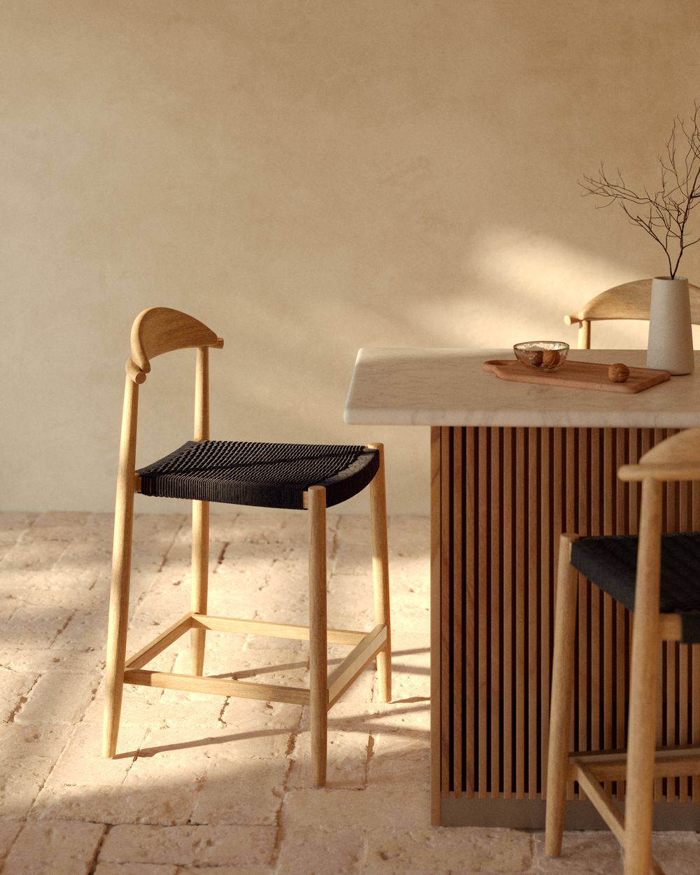 Barstoel NINA - Acaciahout / Zwart KAV CC1024J01