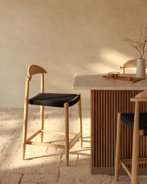 Barstoel NINA - Acaciahout / Zwart KAV CC1024J01