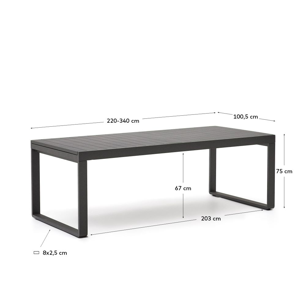 Uitschuifbare tuintafel GALDANA - Donkergrijs KAV J0100070NN02