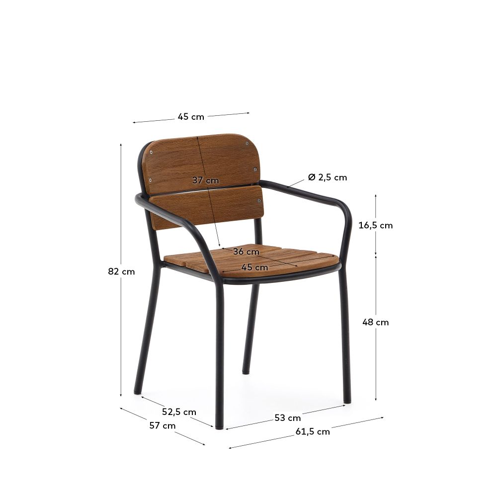 Eetkamerstoel Algueret - Eucalyptushout / Zwart KAV J0600096MM46