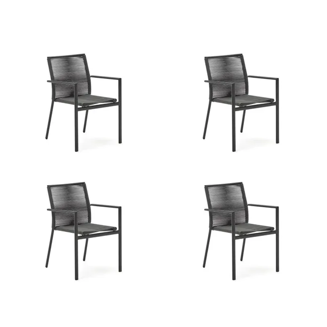 Set 4 tuinstoelen CULIP - Grijs
