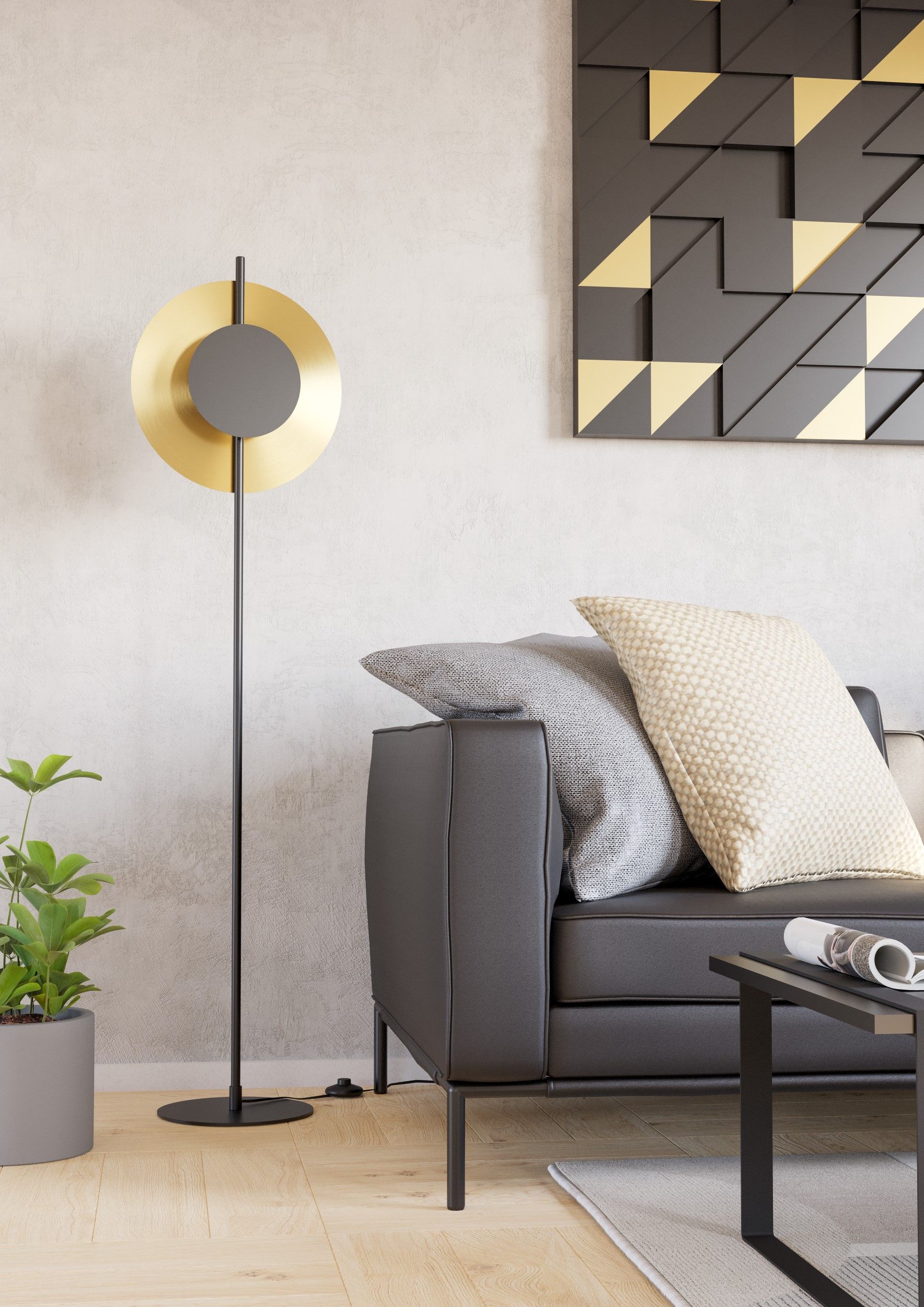 Vloerlamp TOCINA - Zwart/Goud