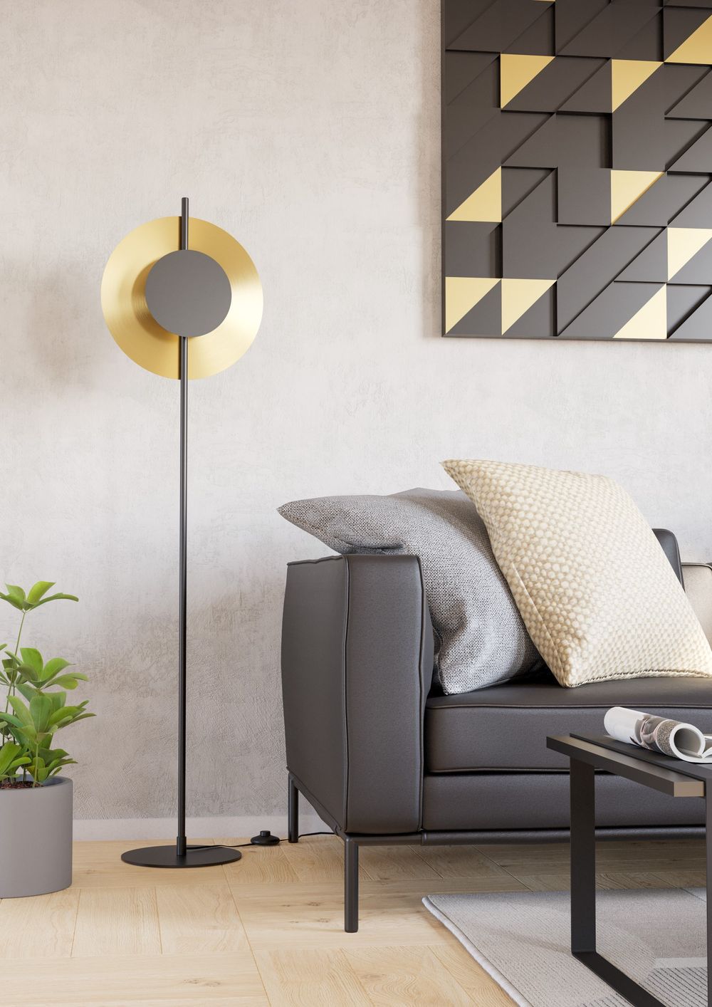 Vloerlamp TOCINA - Zwart/Goud EGL 900991