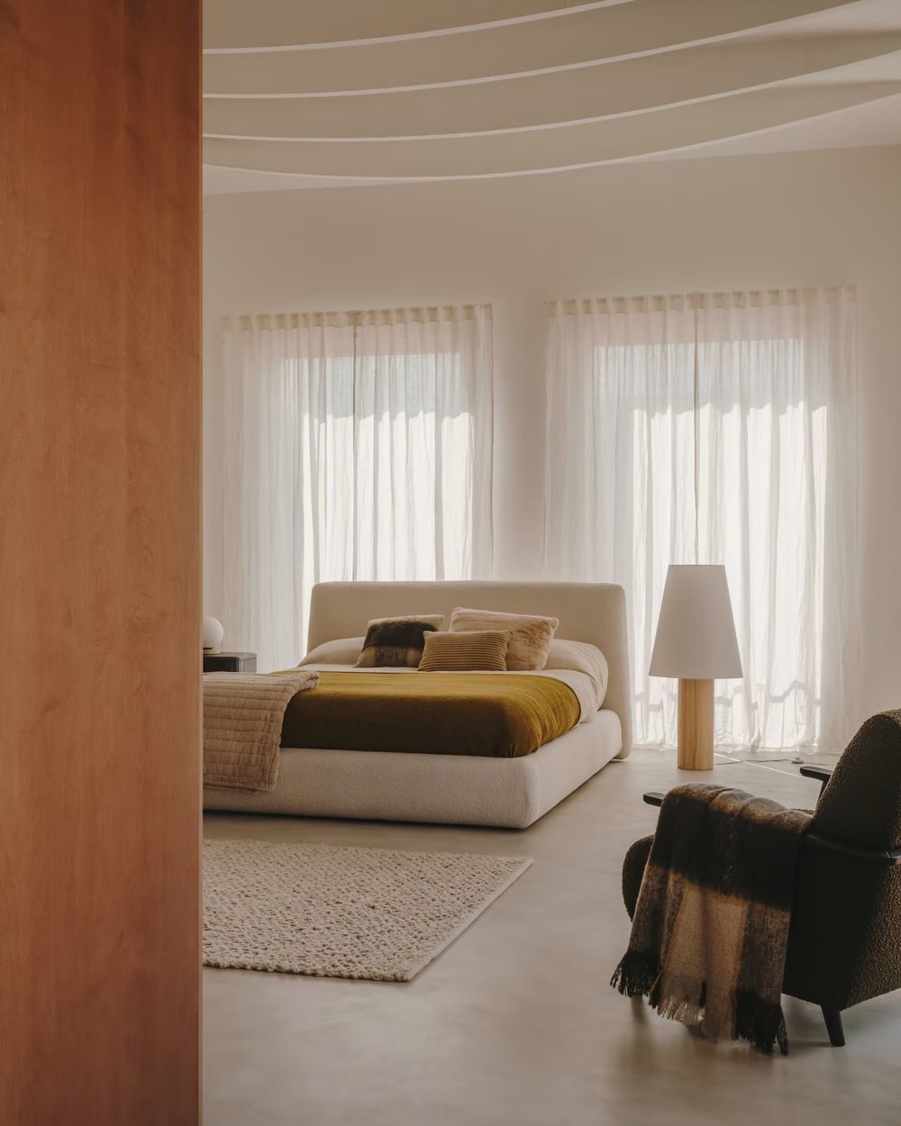 Vloerlamp MARGA - Donker rubberhout/Linnen KAV L0200027MM46