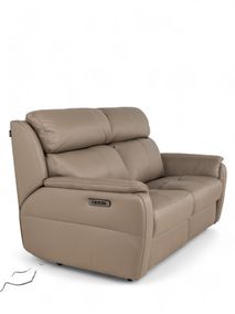 2-zit met elektr. relaxen CINCINNATI - Taupe leder C-NIC-5-HKS1