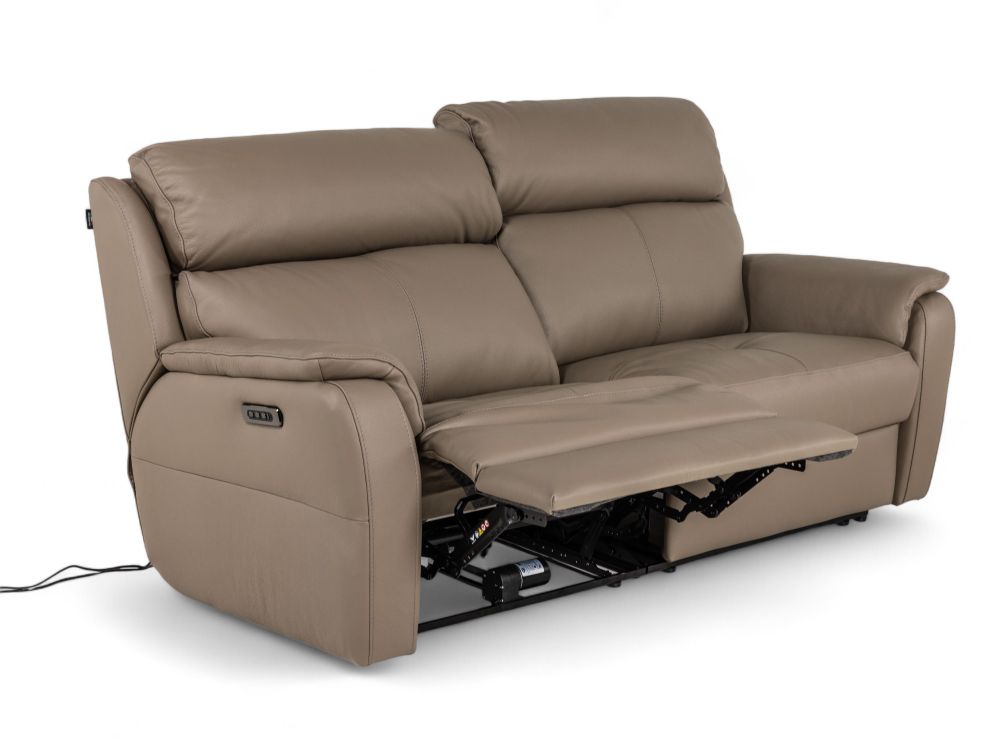 2-zit met elektr. relaxen CINCINNATI - Taupe leder C-NIC-5-HKS1