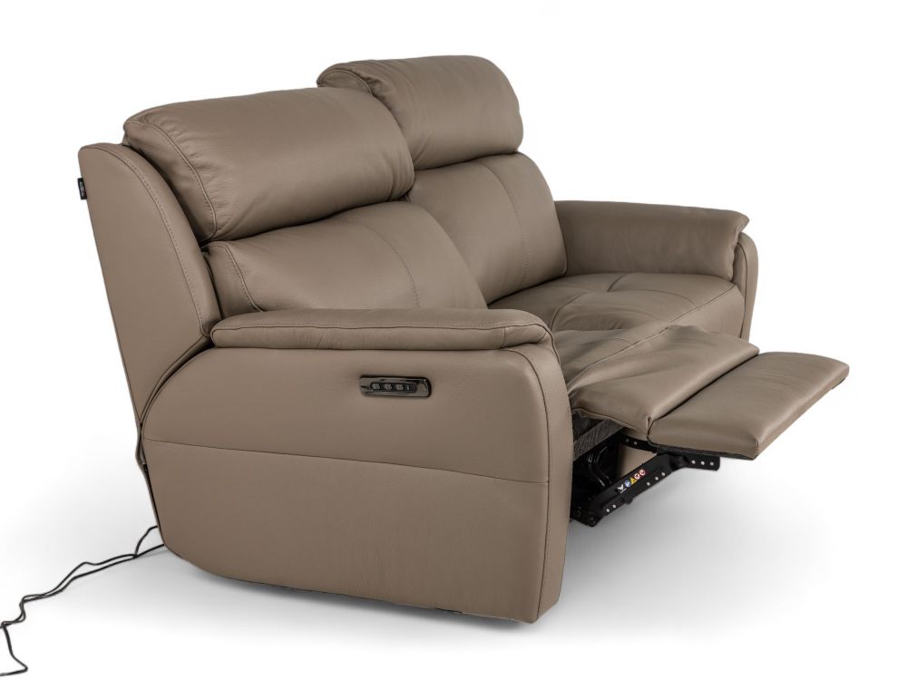 2-zit met elektr. relaxen CINCINNATI - Taupe leder C-NIC-5-HKS1