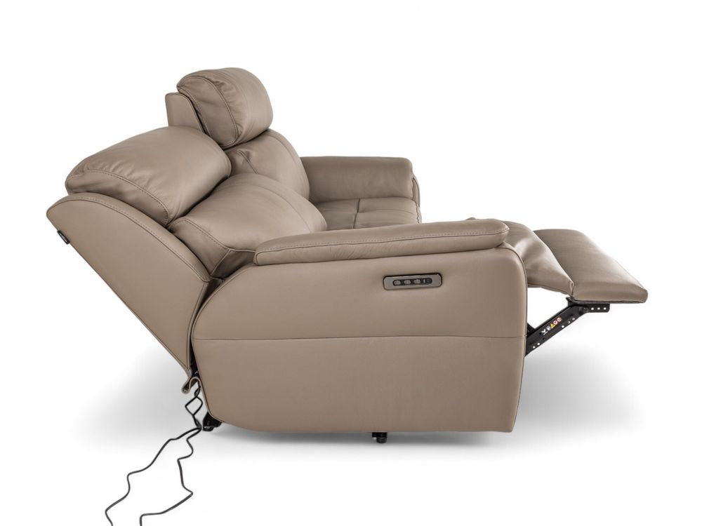 2-zit met elektr. relaxen CINCINNATI - Taupe leder C-NIC-5-HKS1