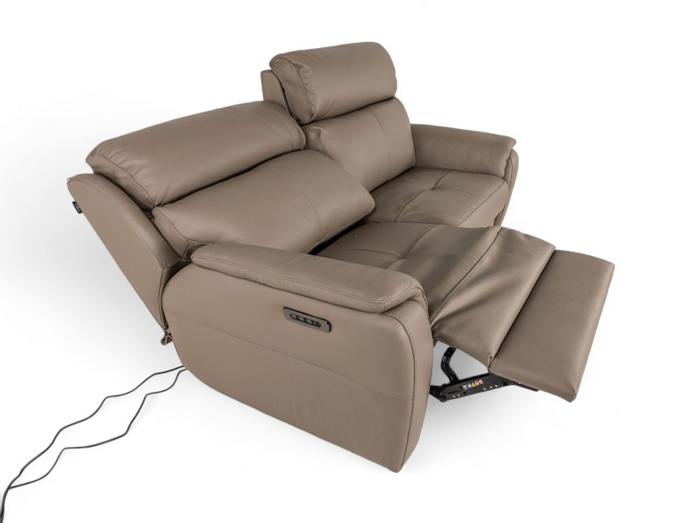 2-zit met elektr. relaxen CINCINNATI - Taupe leder C-NIC-5-HKS1