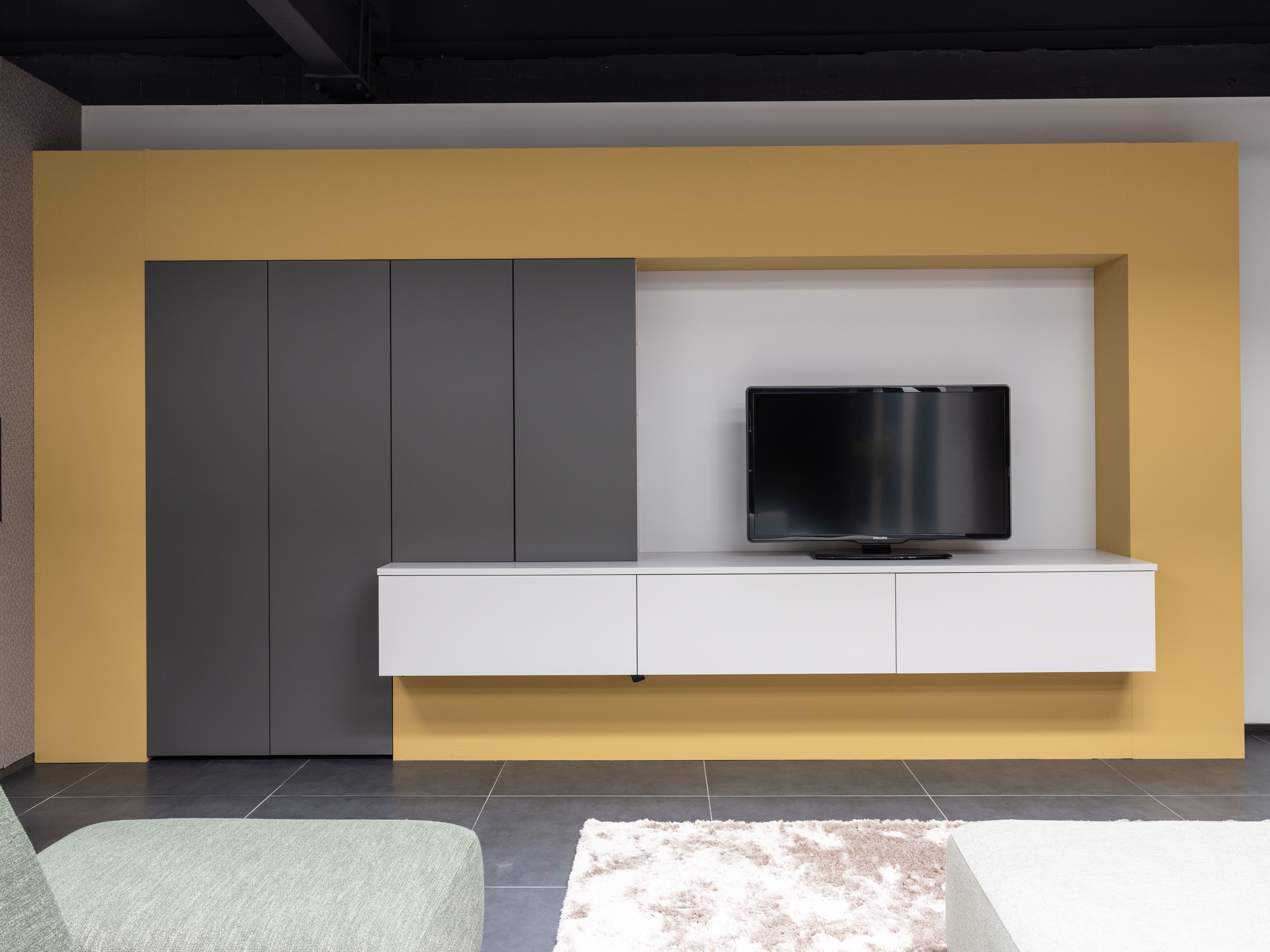 Wand/Tv-meubel BERLIJN - Grijs/Wit BFK KOOI19 TV MEUBEL