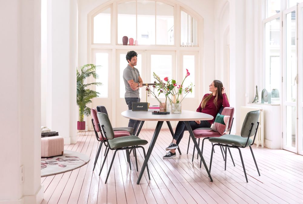 Set 6 eetkamerstoelen NOVALI - Antraciet/Burgundy C-XOO 36662SET