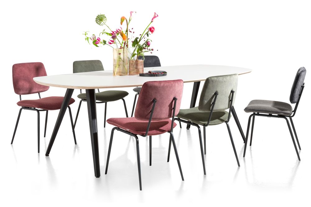Set 6 eetkamerstoelen NOVALI - Antraciet/Burgundy C-XOO 36662SET