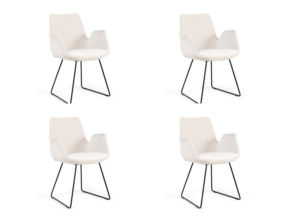 Set 4 eetkamerstoelen MILL - Cream C-ZAZ MI SET