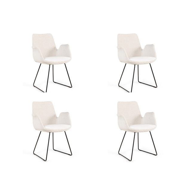 Set 4 eetkamerstoelen MILL - Cream