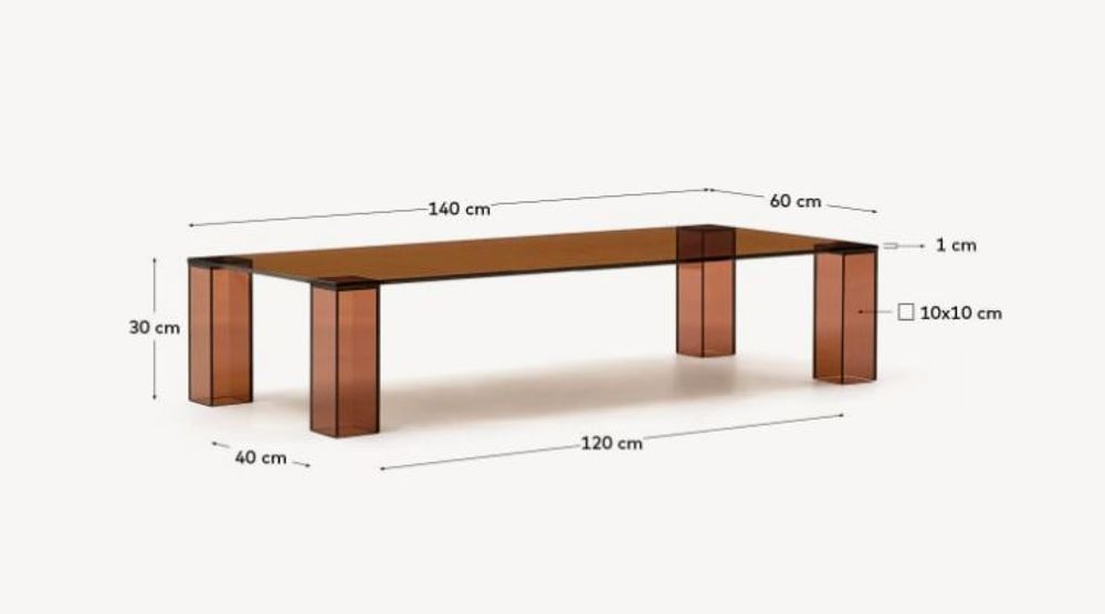 Salontafel ADULARIA - Blauw glas KAV T0600053CC10