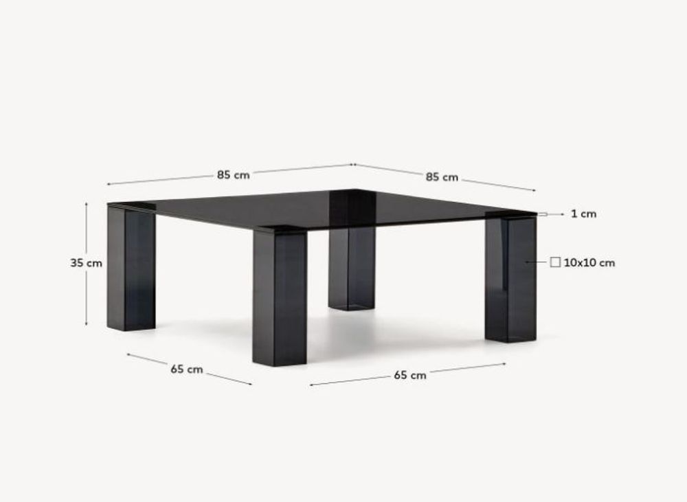 Salontafel ADULARIA - Donkergrijs glas KAV T0600054CC03