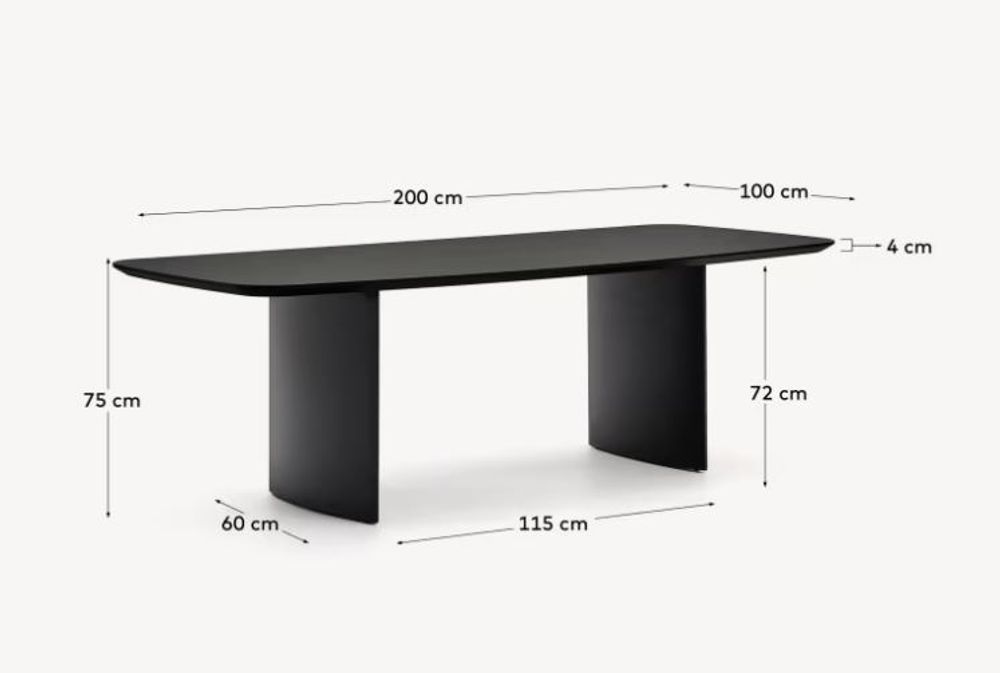 Eetkamertafel LITTO - Zwart gelakt KAV T0100064LL01