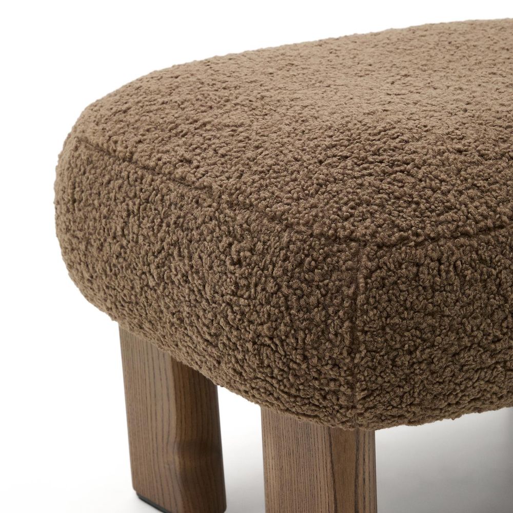 Voetenbank NEMA - Taupe bouclé KAV S1500091GL85