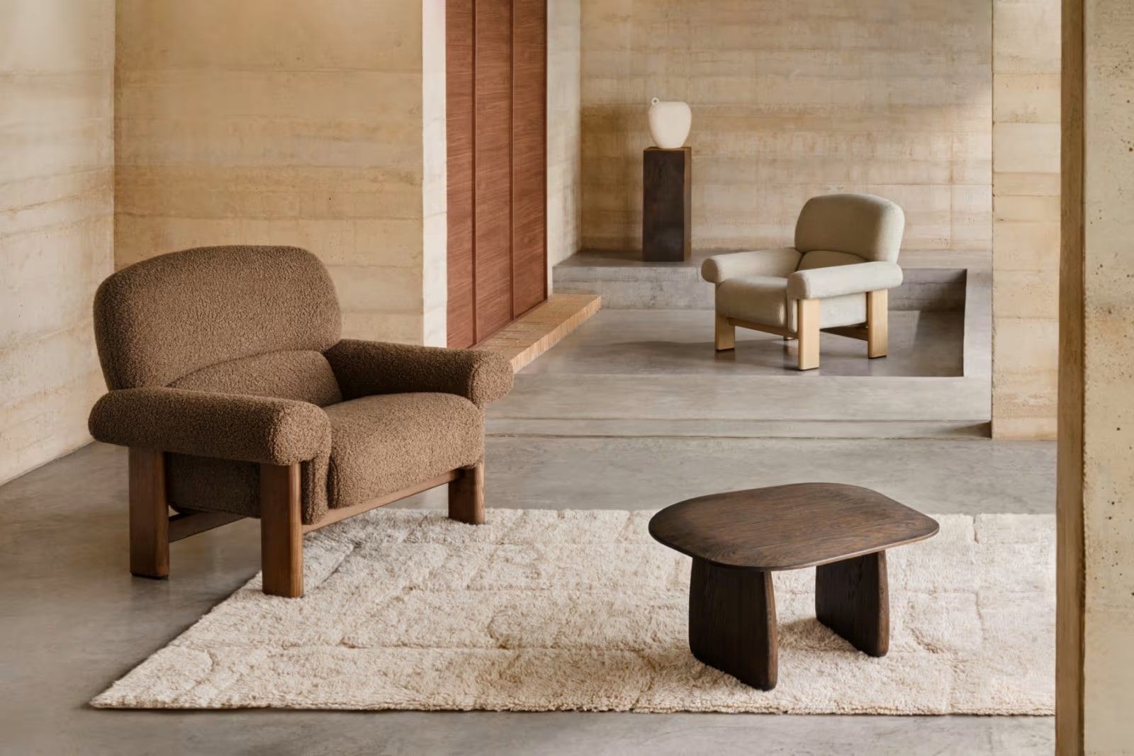 Fauteuil NEMA - Taupe bouclé