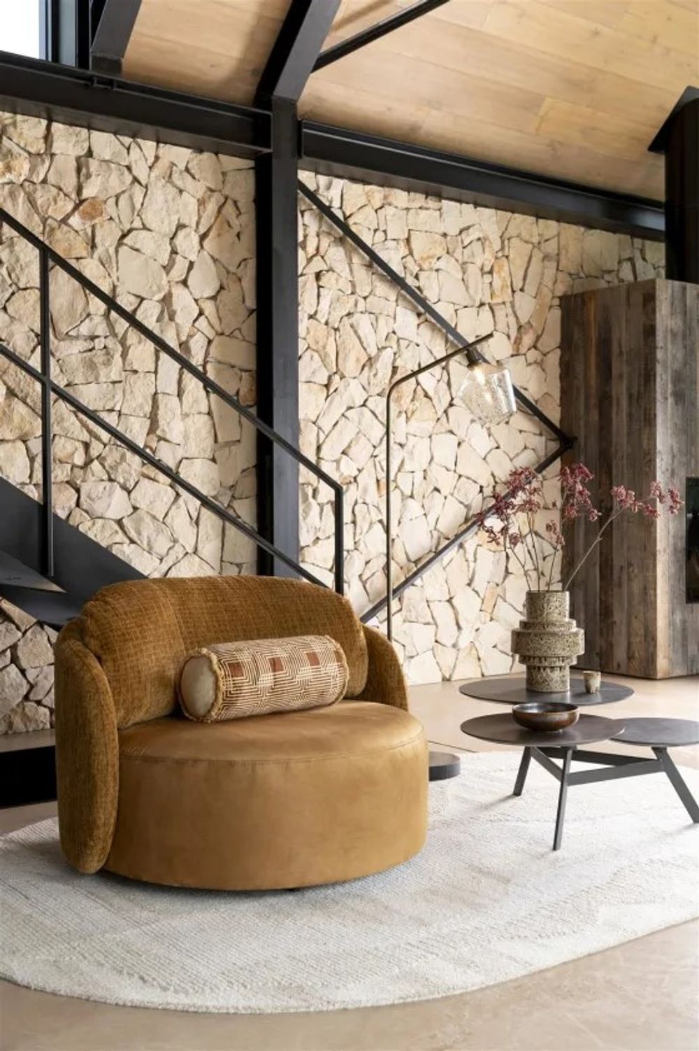 Loveseat met draaivoet MURCIAL - Oker HEH 50681-1-LOKE