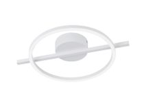 Witte plafondlamp AMANDOLO van aluminium en kunststof, met een ring en balk.