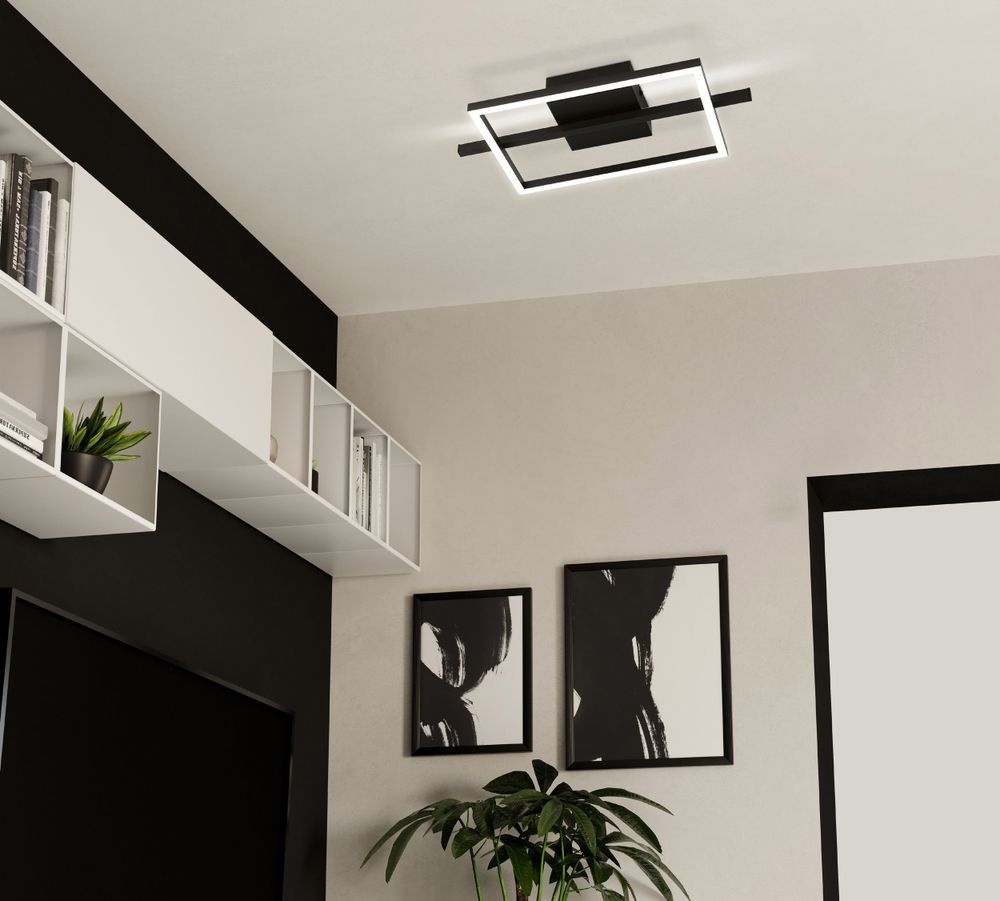 Plafondlamp vierkant AMANDOLO - Zwart EGL 901115