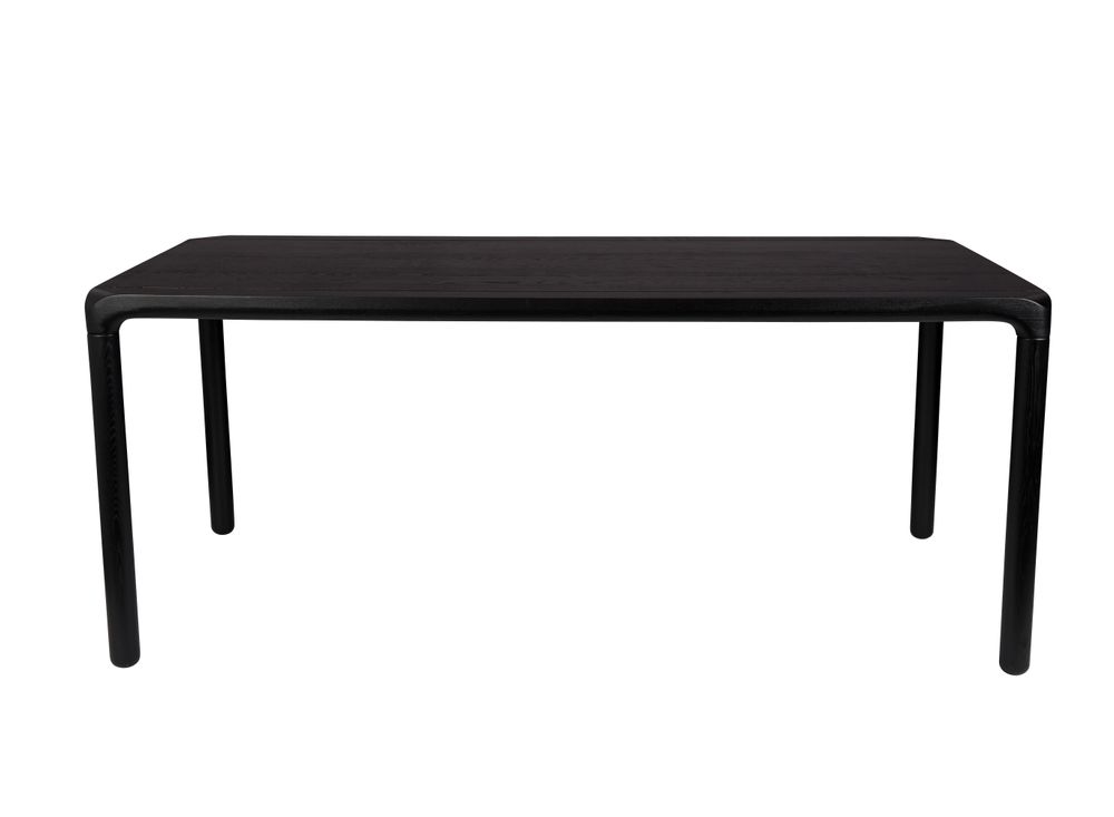 Eetkamertafel STORM: Zwart houten tafelblad en poten.