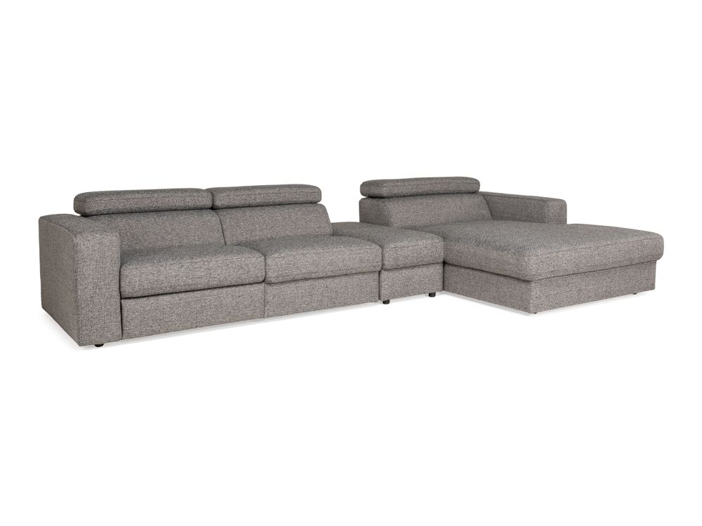 Hoekzetel BREGA met elektr. relax - Grijze stof C-RCR-74-HKS1