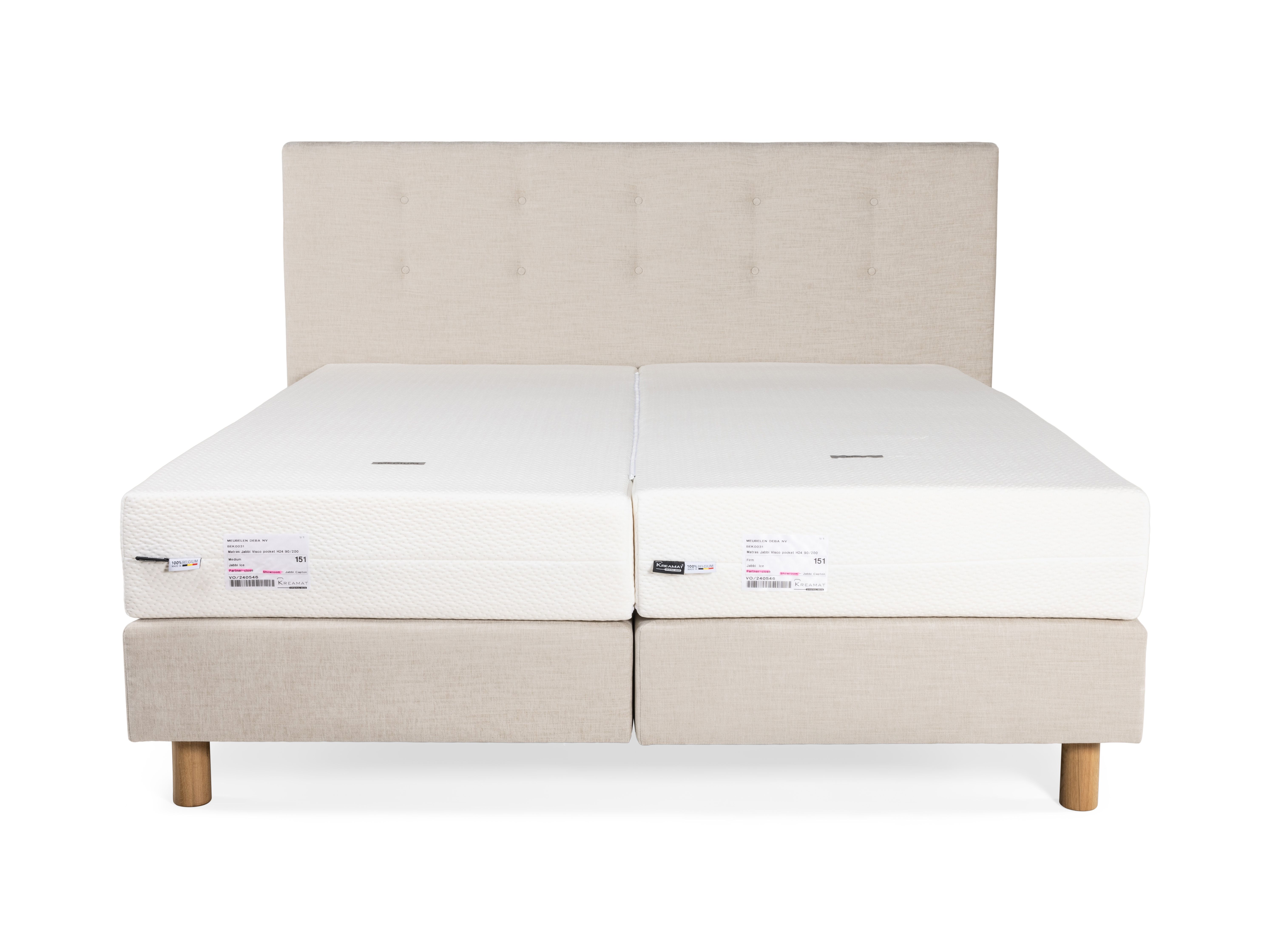 Boxspring JABBI CAPTON incl. firm matrassen - Beig C-KRE-35-BX1820-FIRM