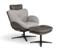 Draaifauteuil met poef ALAIN - Grijs C-DFM-4-RLX-A8O149P66